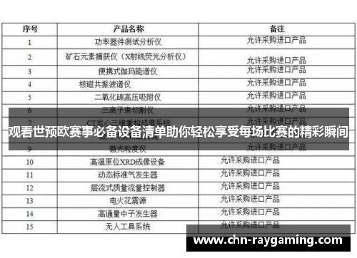 观看世预欧赛事必备设备清单助你轻松享受每场比赛的精彩瞬间